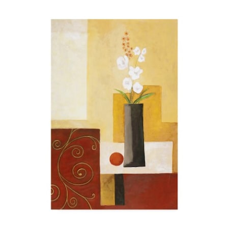 Pablo Esteban 'White Flowers In Black Vase' Canvas Art,16x24